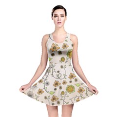 Yellow Whimsical Flowers  Reversible Skater Dress by Zandiepants