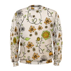 Yellow Whimsical Flowers  Men s Sweatshirt by Zandiepants