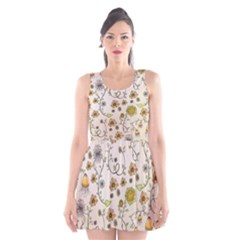 Yellow Whimsical Flowers  Scoop Neck Skater Dress by Zandiepants