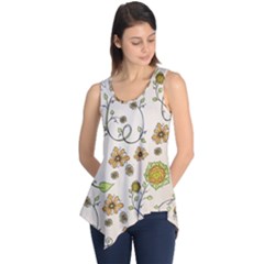 Yellow Whimsical Flowers  Sleeveless Tunic by Zandiepants