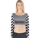 Black And White Zigzag Long Sleeve Crop Top View1