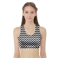 Black And White Zigzag Women s Sports Bra With Border by Zandiepants