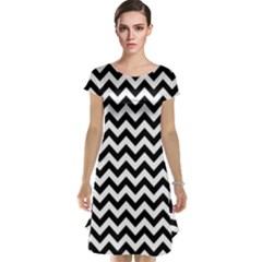 Black And White Zigzag Cap Sleeve Nightdress by Zandiepants