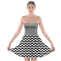 Black And White Zigzag Strapless Dresses by Zandiepants