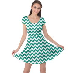 Emerald Green And White Zigzag Cap Sleeve Dresses by Zandiepants