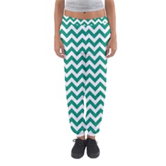 Emerald Green And White Zigzag Women s Jogger Sweatpants by Zandiepants