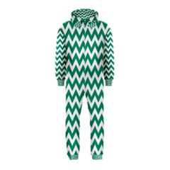 Emerald Green And White Zigzag Hooded Jumpsuit (kids) by Zandiepants