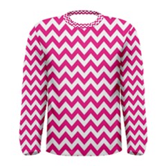 Hot Pink And White Zigzag Men s Long Sleeve Tee by Zandiepants