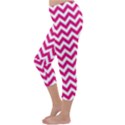 Hot Pink And White Zigzag Capri Winter Leggings  View2