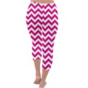 Hot Pink And White Zigzag Capri Winter Leggings  View4