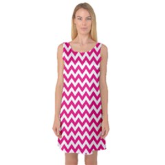 Hot Pink And White Zigzag Sleeveless Satin Nightdress by Zandiepants