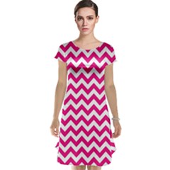 Hot Pink And White Zigzag Cap Sleeve Nightdress by Zandiepants