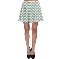 Jade Green And White Zigzag Skater Skirt by Zandiepants