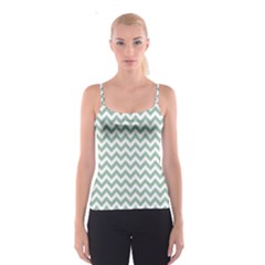 Jade Green And White Zigzag Spaghetti Strap Top by Zandiepants