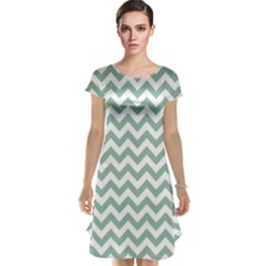 Jade Green And White Zigzag Cap Sleeve Nightdress by Zandiepants