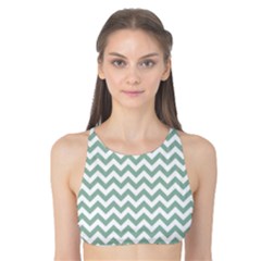 Jade Green And White Zigzag Tank Bikini Top by Zandiepants