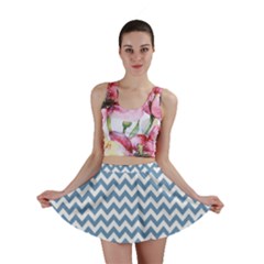 Blue And White Zigzag Mini Skirts by Zandiepants