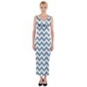 Blue And White Zigzag Fitted Maxi Dress View1