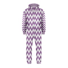 Lilac And White Zigzag Hooded Jumpsuit (kids) by Zandiepants