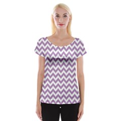 Lilac And White Zigzag Women s Cap Sleeve Top by Zandiepants