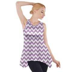 Lilac And White Zigzag Side Drop Tank Tunic by Zandiepants