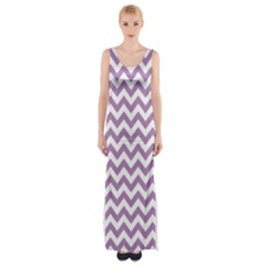 Lilac And White Zigzag Maxi Thigh Split Dress by Zandiepants