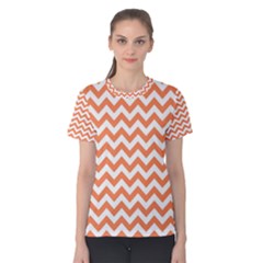 Orange And White Zigzag Women s Cotton Tee