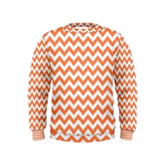 Orange And White Zigzag Kids  Sweatshirt by Zandiepants