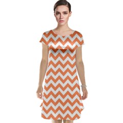 Orange And White Zigzag Cap Sleeve Nightdress by Zandiepants