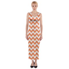 Orange And White Zigzag Fitted Maxi Dress by Zandiepants