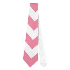 Pink And White Zigzag Neckties (one Side)  by Zandiepants