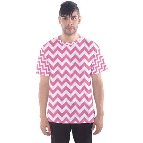 Pink And White Zigzag Men s Sport Mesh Tee by Zandiepants