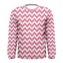 Pink And White Zigzag Men s Long Sleeve Tee by Zandiepants