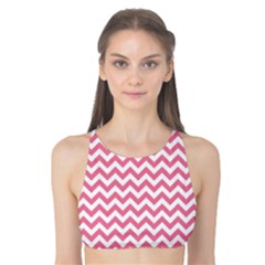 Pink And White Zigzag Tank Bikini Top by Zandiepants