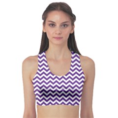 Purple And White Zigzag Pattern Sports Bra by Zandiepants