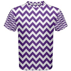 Purple And White Zigzag Pattern Men s Cotton Tee by Zandiepants