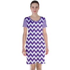 Purple And White Zigzag Pattern Short Sleeve Nightdress by Zandiepants