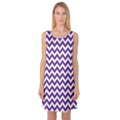 Purple And White Zigzag Pattern Sleeveless Satin Nightdress by Zandiepants