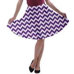 Purple And White Zigzag Pattern A-line Skater Skirt by Zandiepants