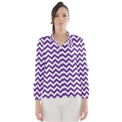 Purple And White Zigzag Pattern Wind Breaker (women) by Zandiepants