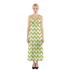 Spring Green And White Zigzag Pattern Full Print Maxi Dress by Zandiepants