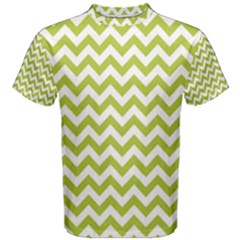 Spring Green And White Zigzag Pattern Men s Cotton Tee by Zandiepants