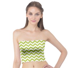 Spring Green And White Zigzag Pattern Tube Top by Zandiepants