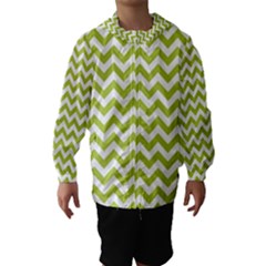 Spring Green And White Zigzag Pattern Hooded Wind Breaker (kids) by Zandiepants