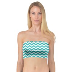 Turquoise And White Zigzag Pattern Bandeau Top by Zandiepants