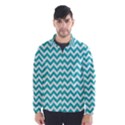 Turquoise And White Zigzag Pattern Wind Breaker (Men) View1