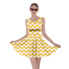 Sunny Yellow And White Zigzag Pattern Skater Dress