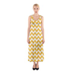 Sunny Yellow And White Zigzag Pattern Full Print Maxi Dress