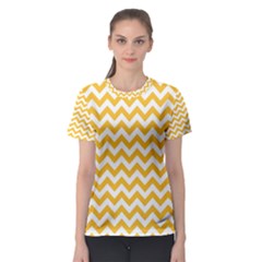 Sunny Yellow And White Zigzag Pattern Women s Sport Mesh Tee