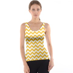 Sunny Yellow And White Zigzag Pattern Tank Top